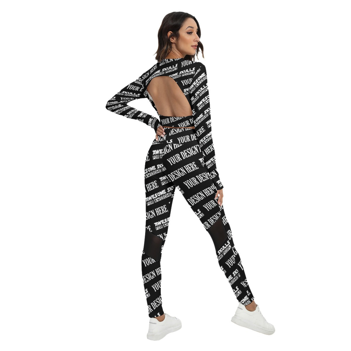 Custom Print on demand POD women's suit Sport Set With Backless Top And Leggings