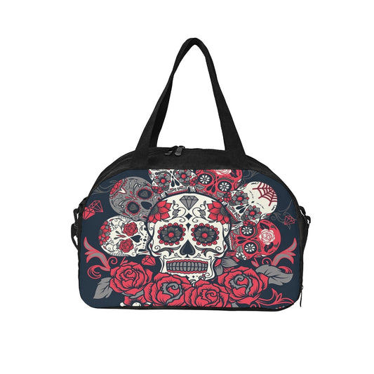 Day of the dead sugar skull Travel Luggage Bag, Floral skeleton halloween calaveras travel bags