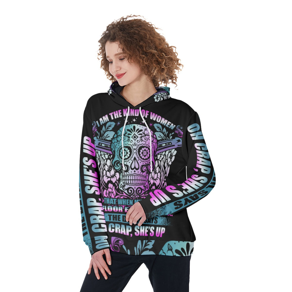 Day of the dead Print Women's Pullover Hoodie, Sugar skull women's hoodie sweatshirt