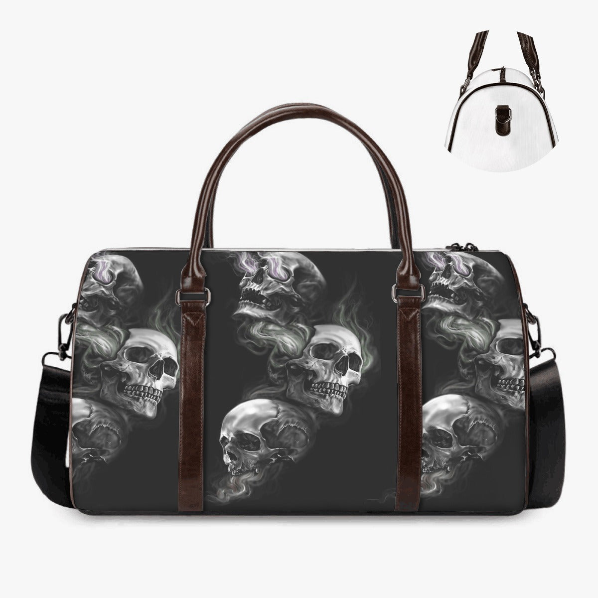 Punisher skull handbag, rose skull weekender bags, floral skull handbag, horror Carry On Bag, skeleton large travel bag