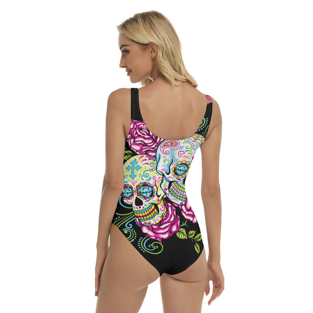 Sugar skull Women's One-piece Swimsuit, Day of the dead swimsuit, Halloween swimwear