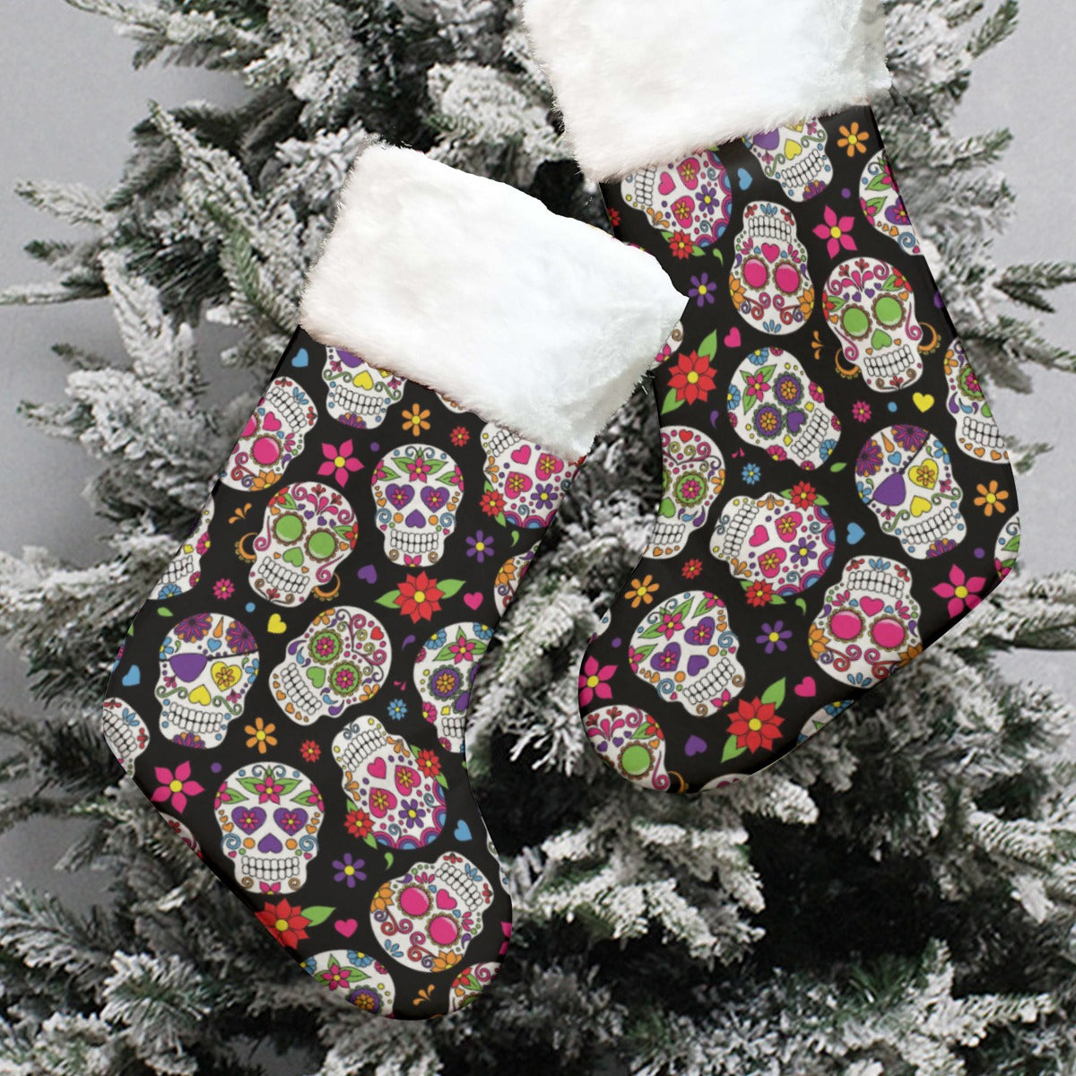 Sugar skull pattern Christmas Socks