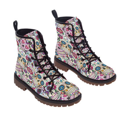 Day of the dead sugar skull gothic dia de los muertos Men's Martin Short Boots