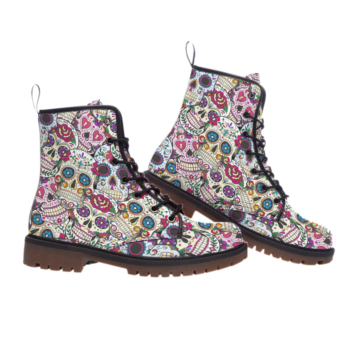 Day of the dead sugar skull gothic dia de los muertos Men's Martin Short Boots