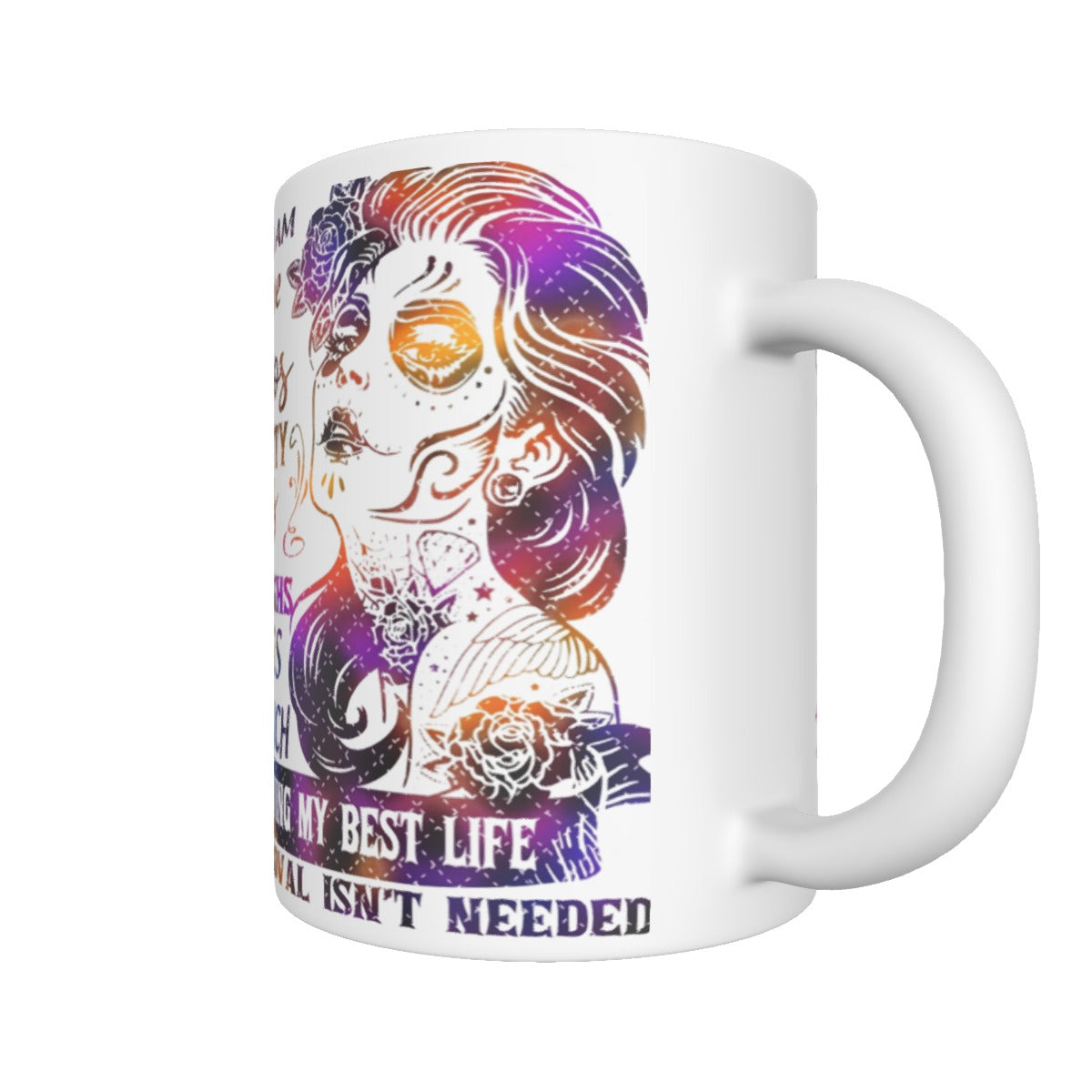 I am who I am sugar skull mug