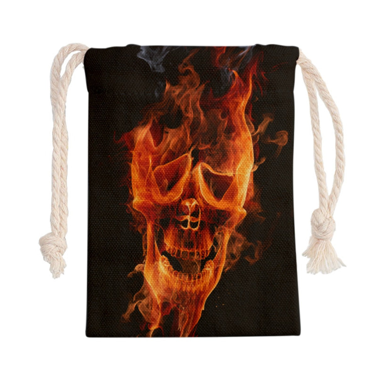 Fire skull Drawstring Bag, Flaming skeleton grim reaper drawstring bag