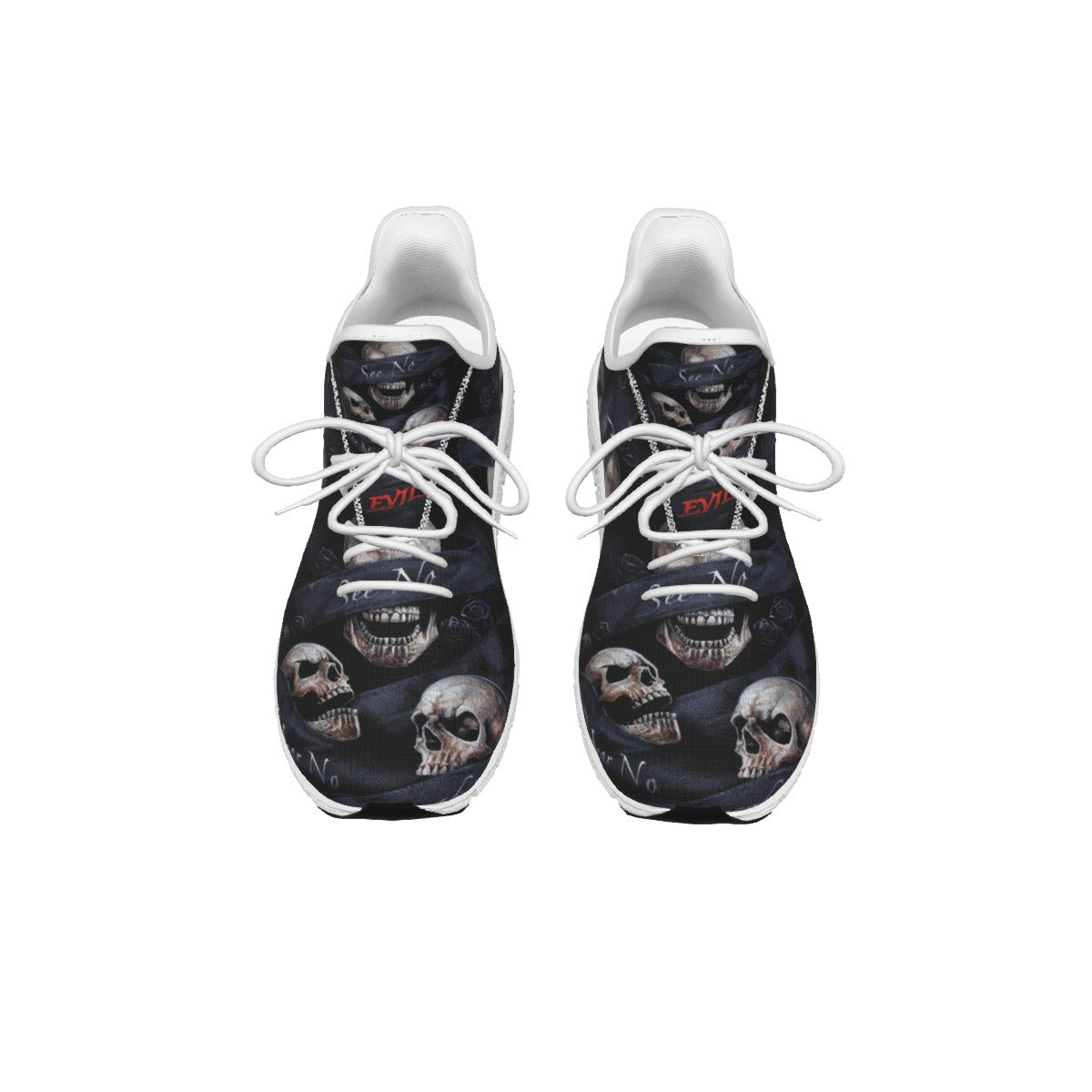 Gothic skull no see no hear no speak Halloween evils Light woven running shoes