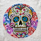 Christmas sugar skull Round doorplate with bow decoration, Day of the dead decoration