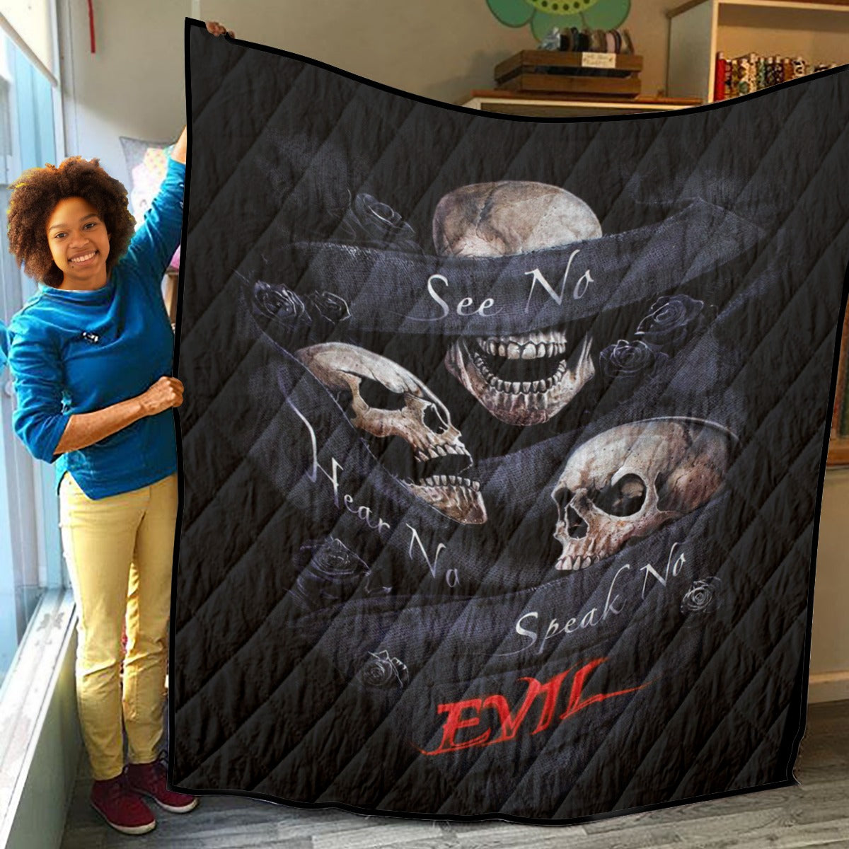 No see no hear no speak evils Household Lightweight & Breathable Quilt
