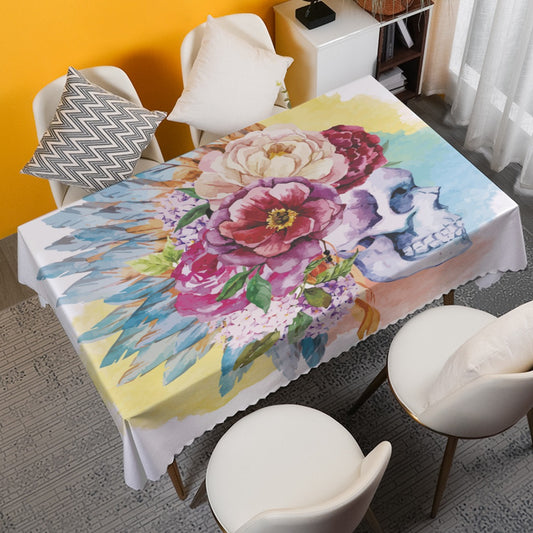 Floral skull Waterproof tablecloth | Square 180(gsm), Rose skull tablecloth runner