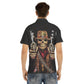 Gothic Grim reaper Men's Lapel Collar Short Sleeve T-shirt With Concealed Placket