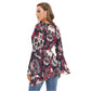 Sugar skull Day of the dead Women's V-neck Blouse With Flared Sleeves