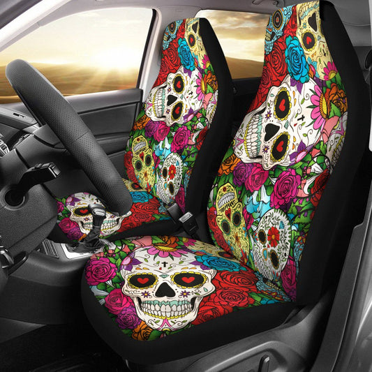 Day of the dead sugar skull Seat Cover With Thickened Back