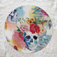 Floral skull Round doorplate with bow decoration, skull decoration, halloween decoration