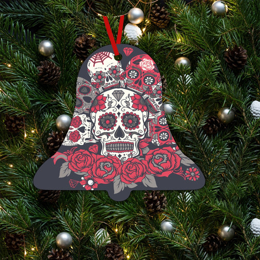Sugar skull Christmas Bell Shaped Christmas Tree Aluminum Pendant