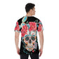 Floral sugar skull Men's O-Neck T-Shirt, Gothic skull skeleton tshirt