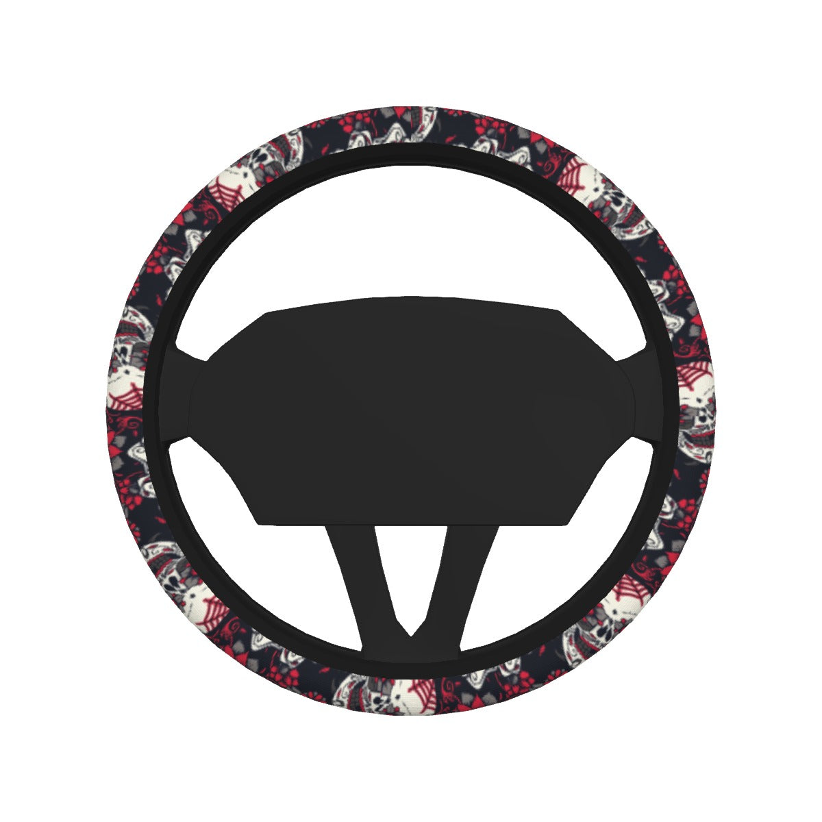 Gothic skull Steering Wheel Cover, Floral sugar skull car accessories steering wheel cover