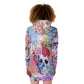 Floral skull All-Over Print Women's Heavy Fleece Long Hoodie