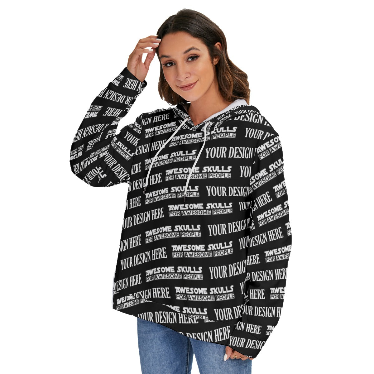 Custom print on demand pod Women's Hoodie Women's Heavy Fleece Zip-on-the-Side Hoodie