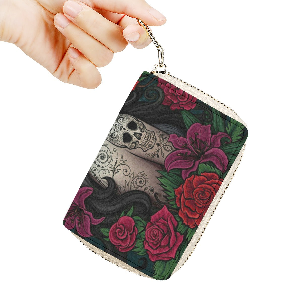 Sugar skull Day of the dead credit Card Holder, Dia de los muertos credit card holder wallet