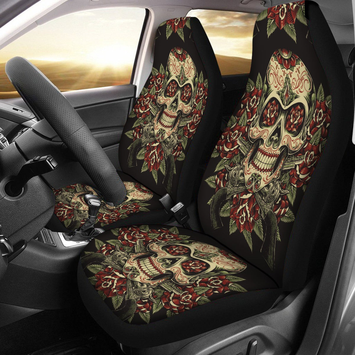 Sugar skull Universal Car Seat Cover With Thickened Back