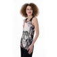 Floral skull Women's Back Hollow Tank Top, rose skull women's tank top