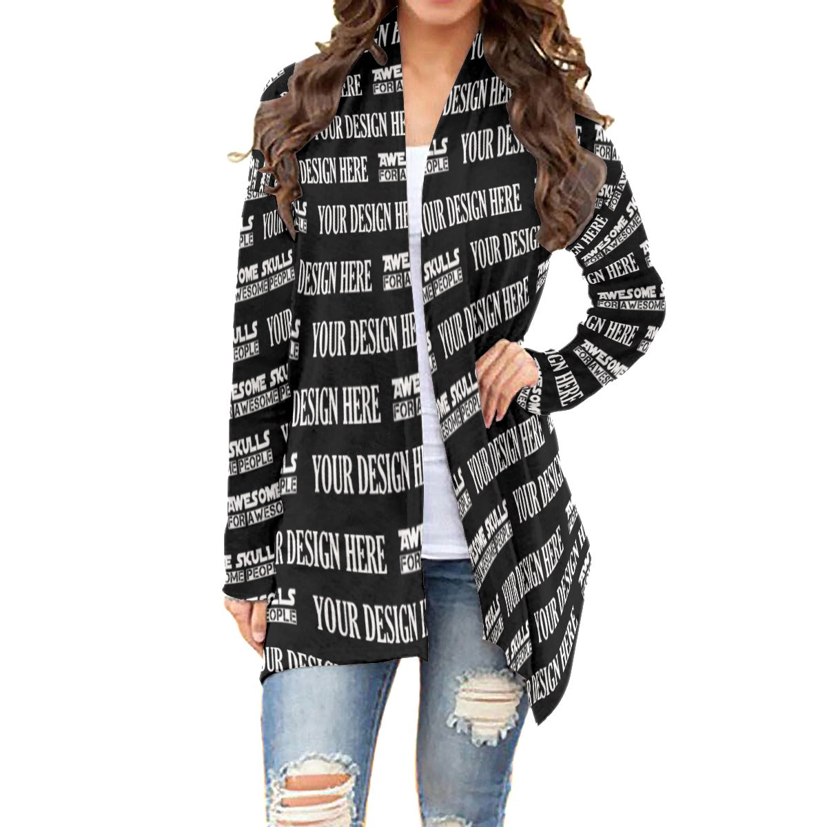 Custom Print on demand POD women's Knitwear & Cardigan Cardigan With Long Sleeve