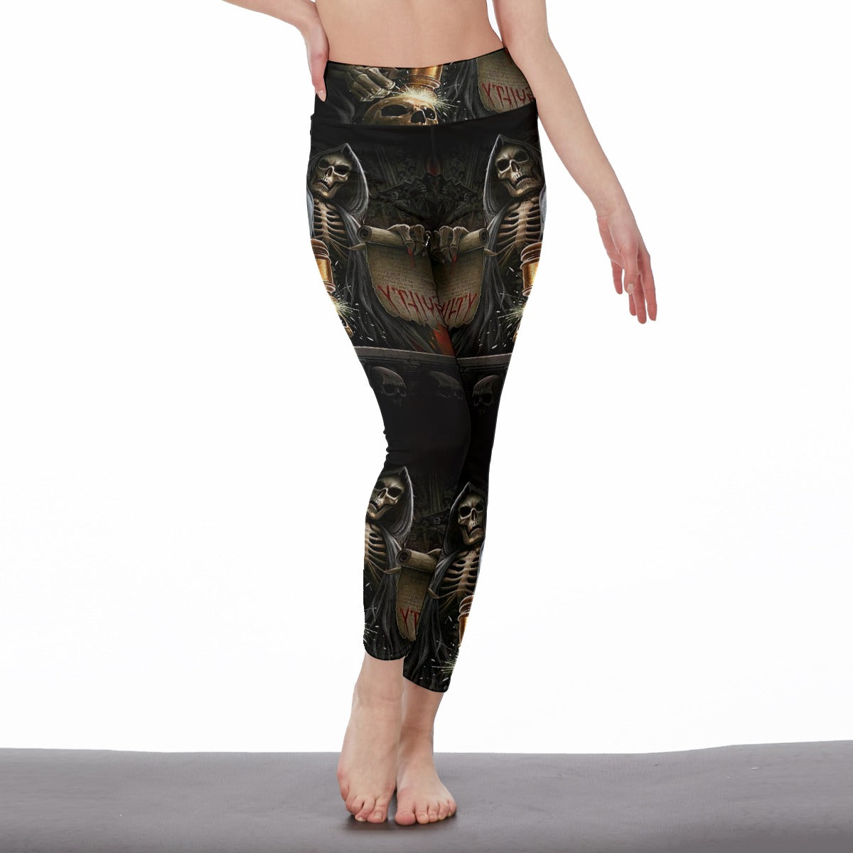 Gothic grim reaper Women's Casual Leggings, Skeleton Halloween horror leggings yoga pants