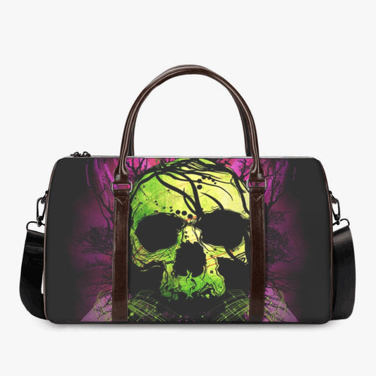Skeleton Vacation Holidays Travel Bag, christmas skull large travel bag, horror handbag, halloween monogrammed bag, christmas skull Carry On bag