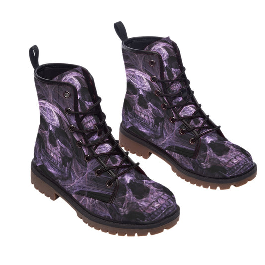 Gothic flaming skull boots shoes for men women, grim reaper skull shoes boots