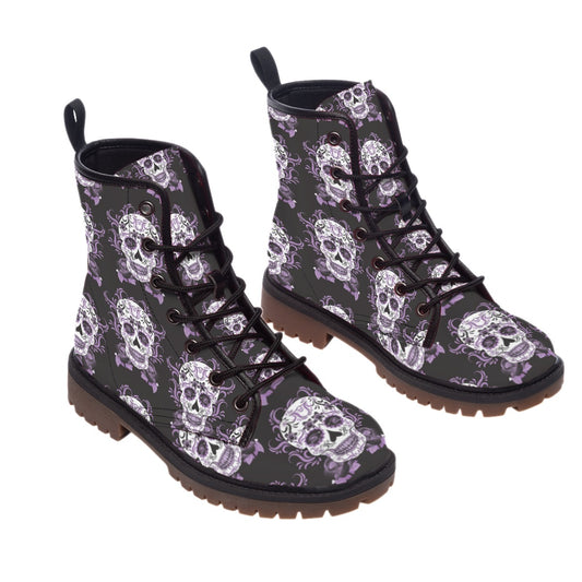 Day of the dead sugar skull Short Boots, Dia de los muertos skeleton boots shoes