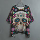 Sugar skull Day of the dead Women's Bat Sleeve Shirt, Mexican skull shirt