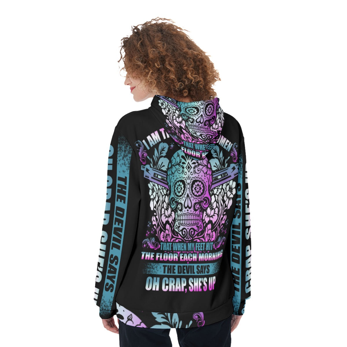 Day of the dead Print Women's Pullover Hoodie, Sugar skull women's hoodie sweatshirt