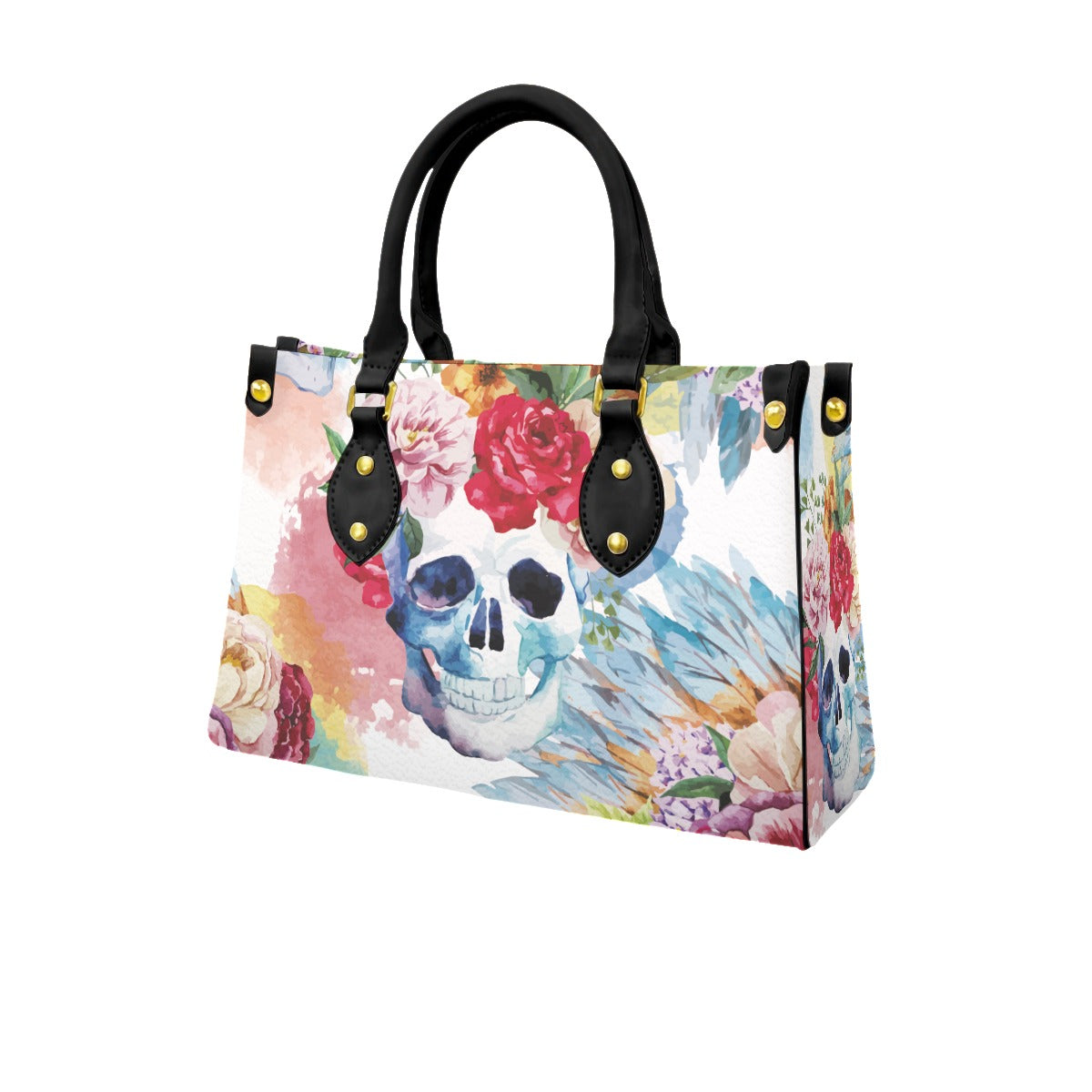 Floral skull Handbag, sugar skull handbag, sugar skull purse, Halloween handbag