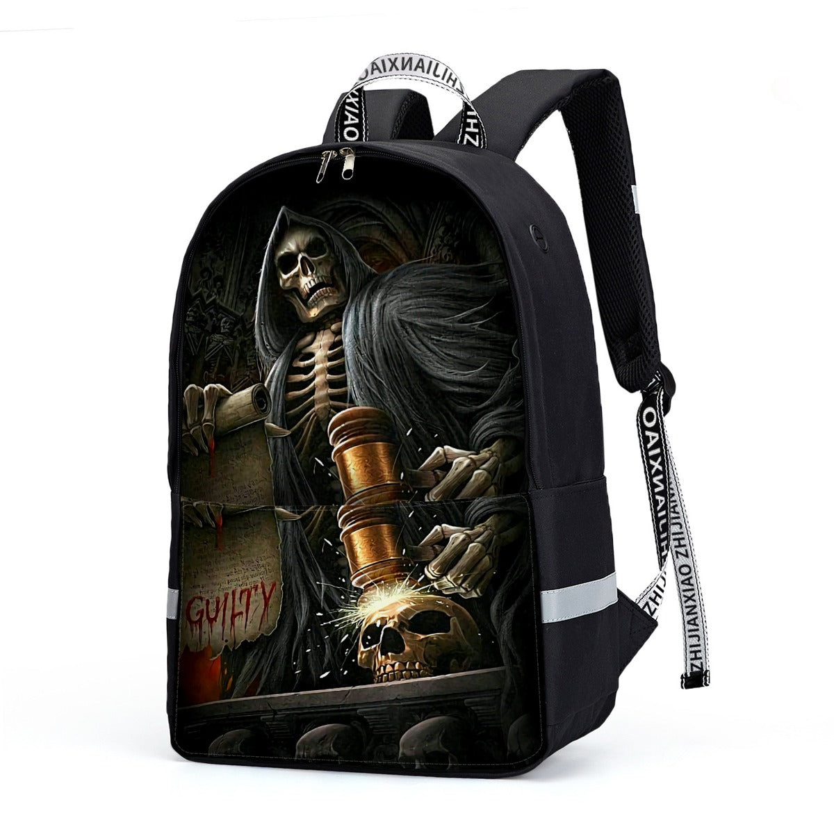 Grim reaper skull Backpack With Reflective Bar, gothic skull skeleton backpack bag, skull purse