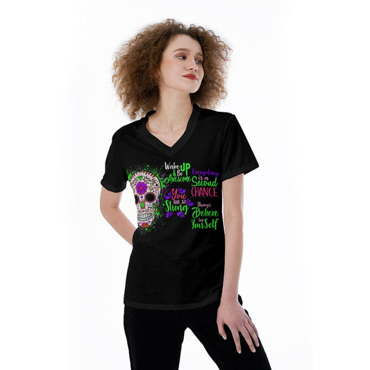 Sugar skull day of the dead V-neck Women's T-shirt