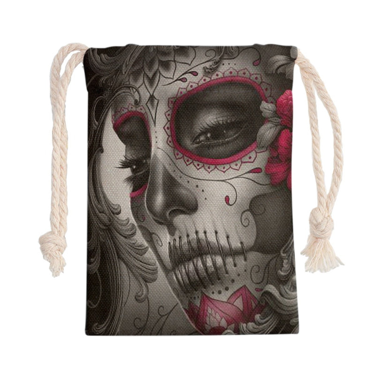 Sugar skull Drawstring Bag, Day of the dead backpack, skull skeleton gothic drawstring bag