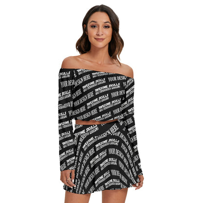 Custom Print on demand POD women's suit Off-shoulder Top And Skirt Set