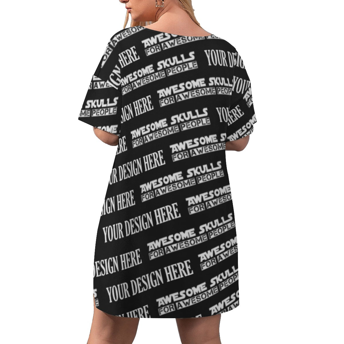 Custom Print on demand POD women's suit Drop-Shoulder T-Shirt with Side Split and Shorts (Plus Size)