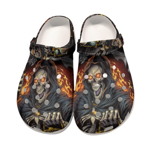 Grim reaper skull Men Classic Clogs, Halloween skull men's sandals