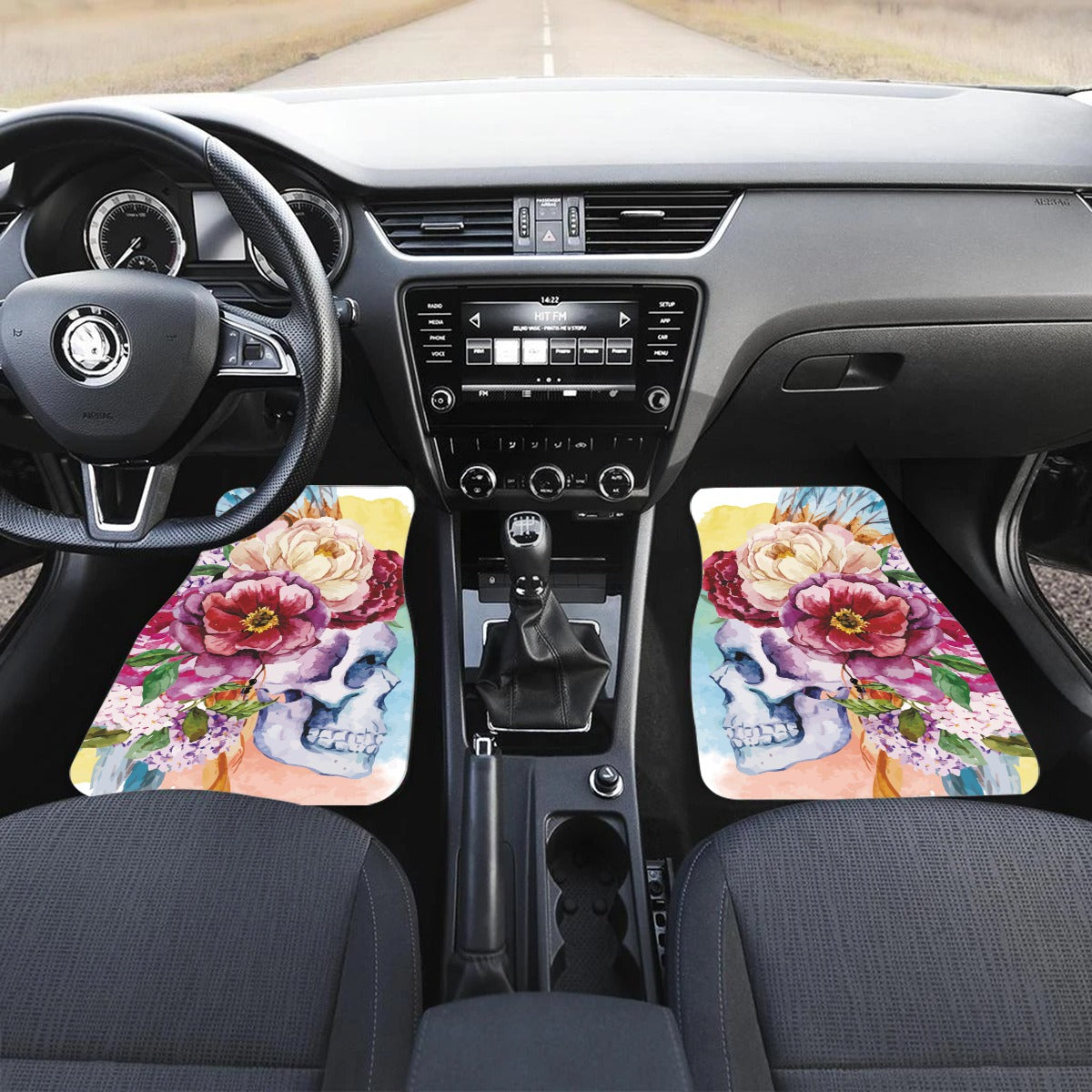 4pcs Gothic floral sugar skull Day of the dead Car Mats