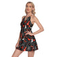 Gothic Halloween Women's Round Neck Above Knee Dress, Halloween skeleton costume dress