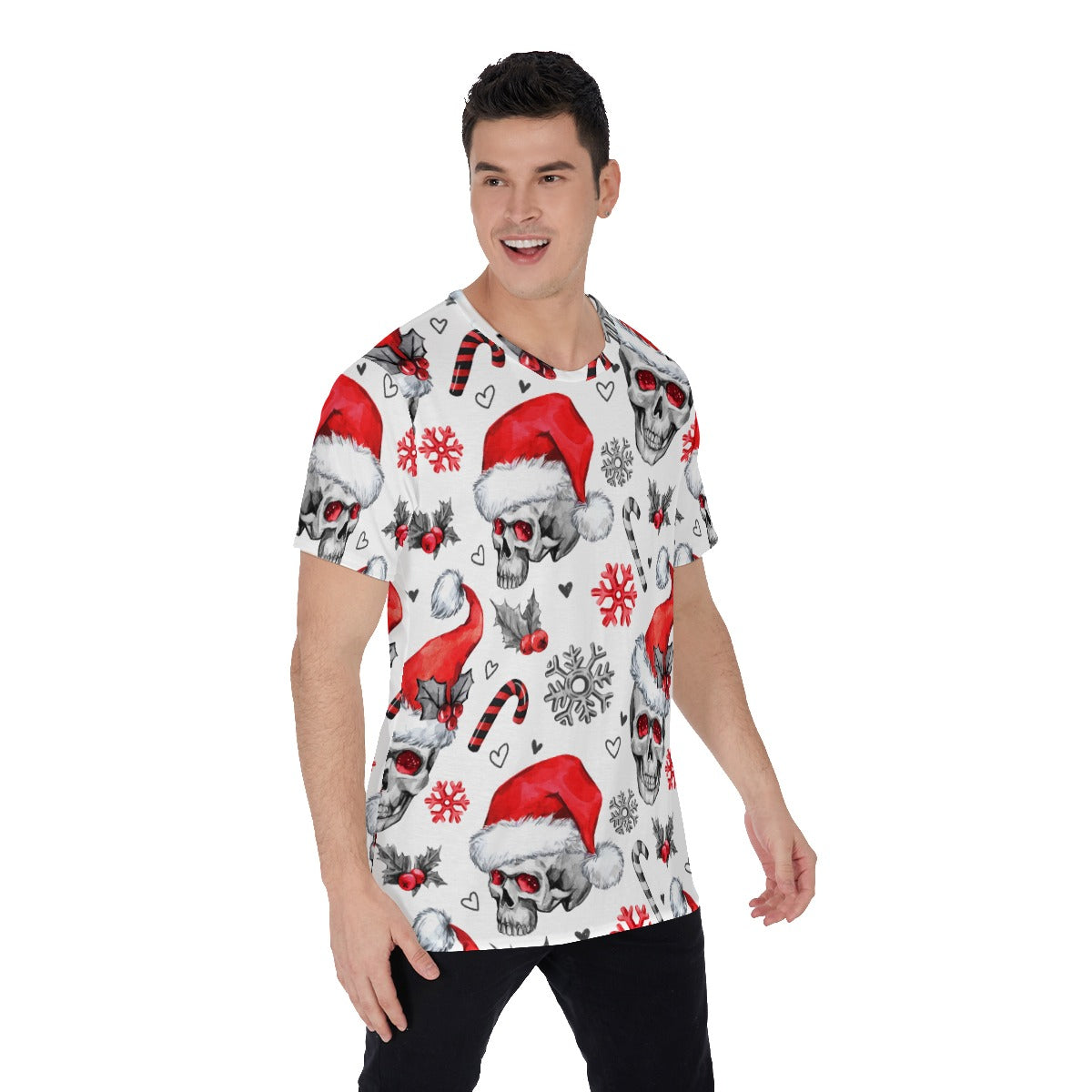 Skull gothic Santa Claus Men's O-Neck T-Shirt, Christmas skull shirt, Christmas costume