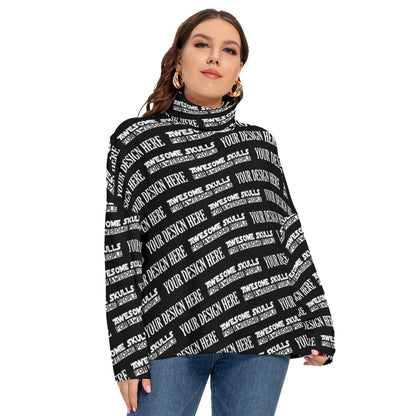 Custom Print on demand POD women's Knitwear & Cardi Turtleneck Imitation Knitted Sweater (Plus Size)