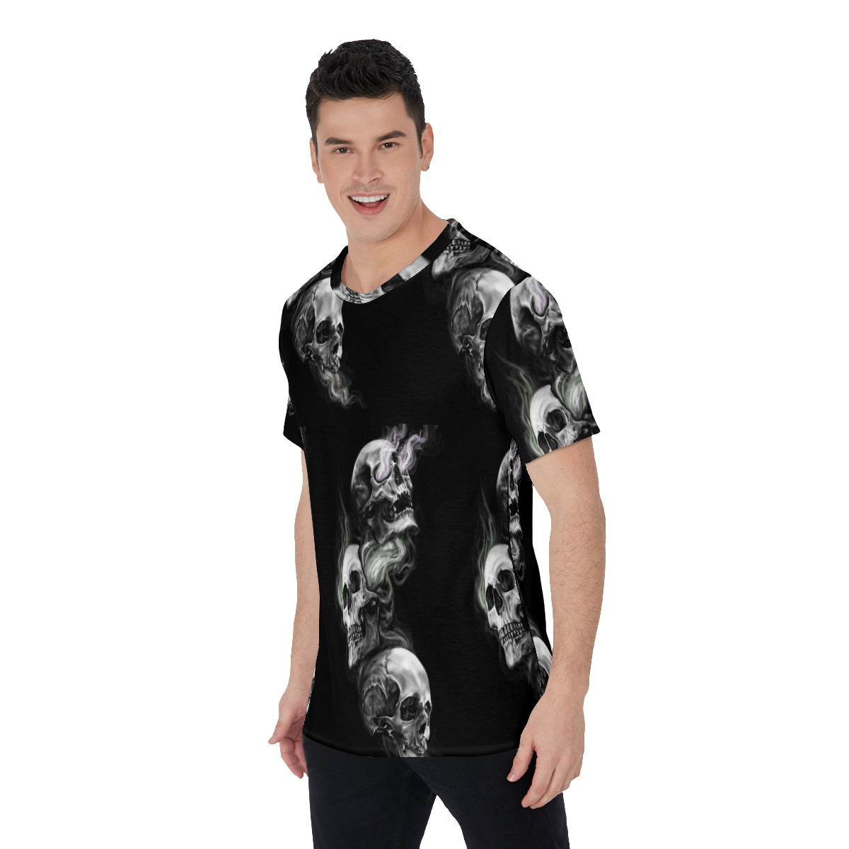 Gothic skull flaming skeleton Men's O-Neck T-Shirt