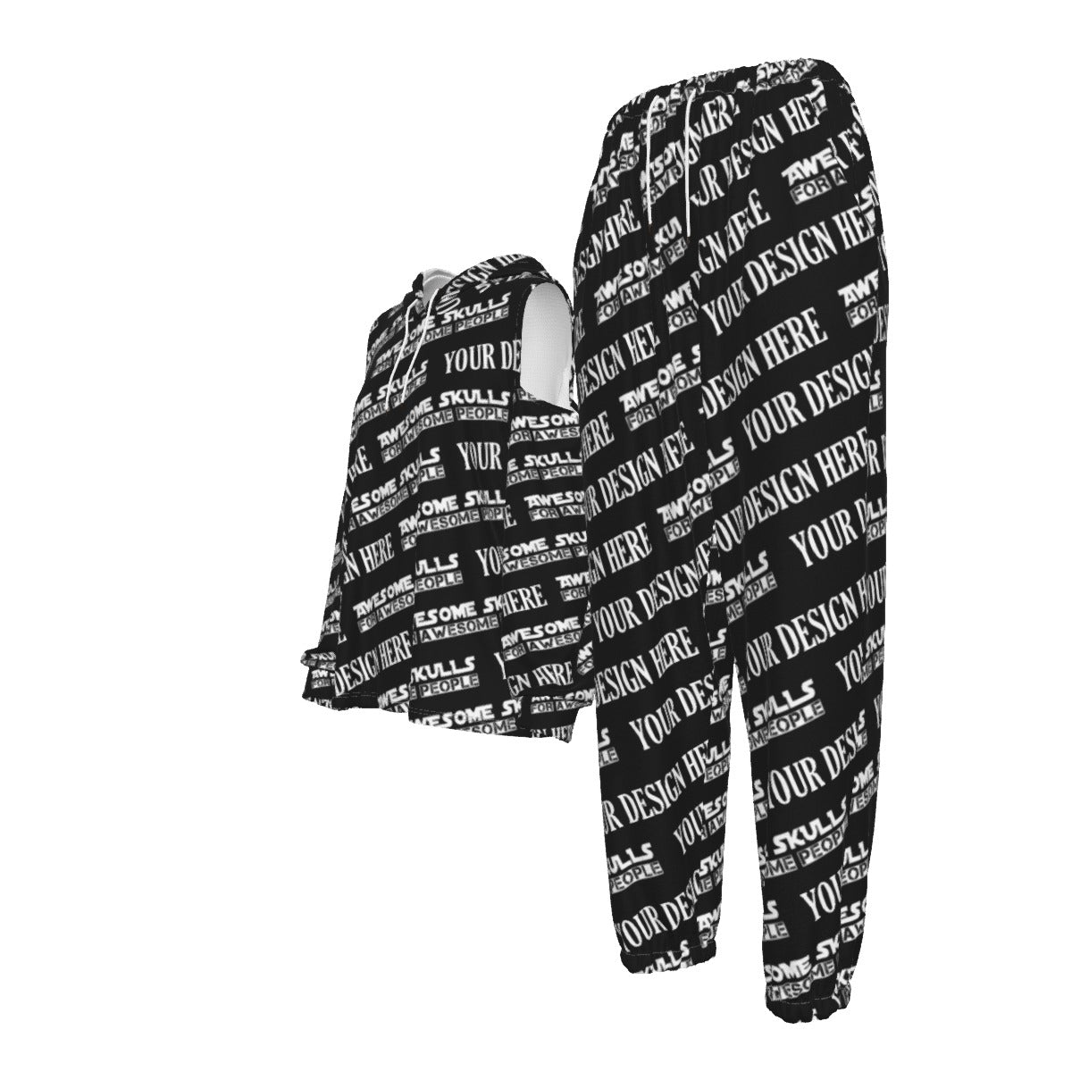 Custom Print on demand POD women's suit Cold-Shoulder Hoodie Sports Suit