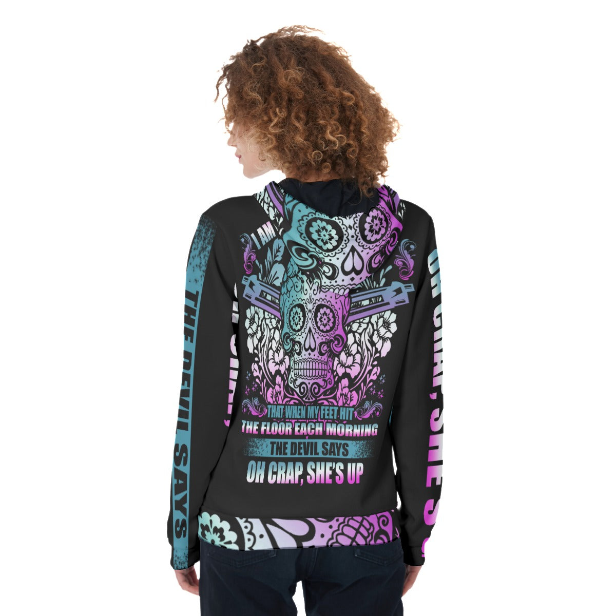 Sugar skull gothic Women's Zip Up Hoodie