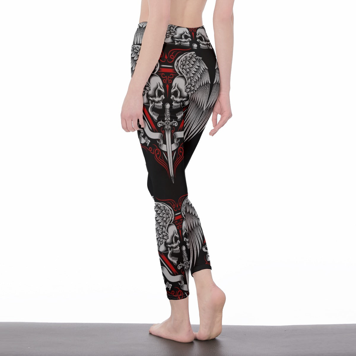 Skull gothic wings sword Women's Casual Leggings