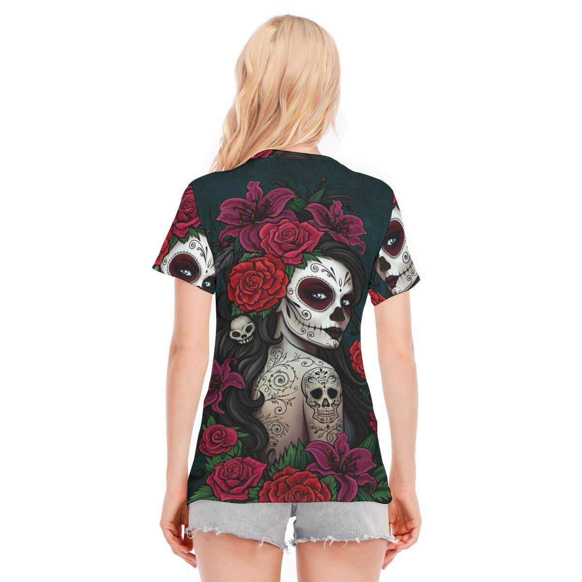 Sugar skull girl Women's T-Shirt, Day of the dead skeleton T-shirt