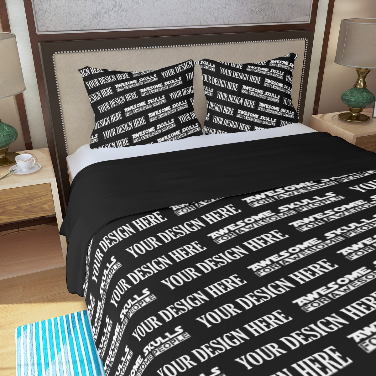 Custom Print on demand POD Three Piece Duvet Cover Set